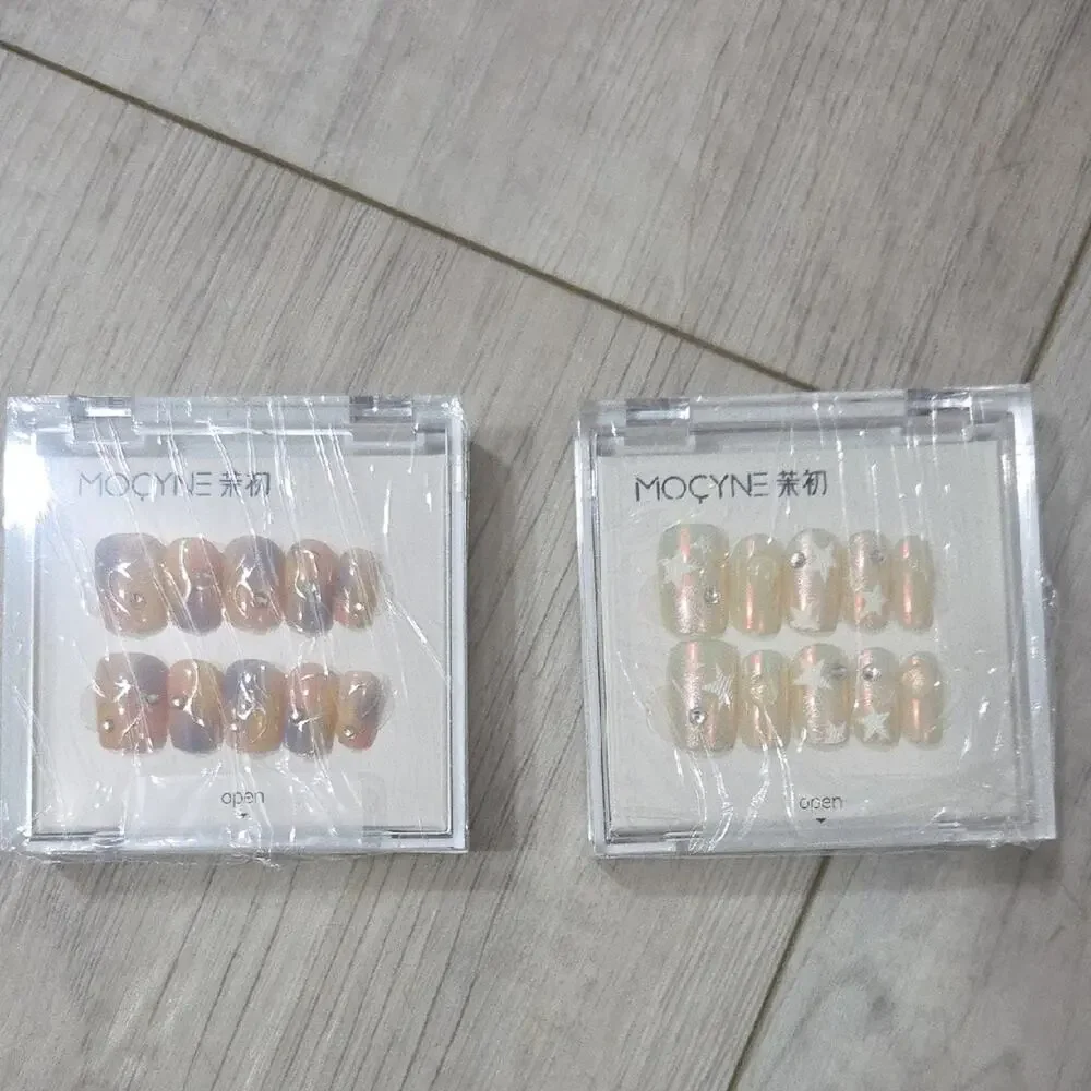 MOCYNE Press-On Nail Set with Pink Pearl Finish (Two Packs)